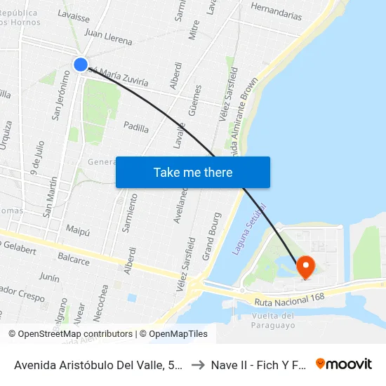 Avenida Aristóbulo Del Valle, 5521 to Nave II - Fich Y Fcm map