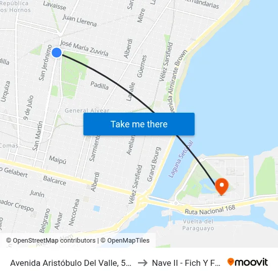Avenida Aristóbulo Del Valle, 5315 to Nave II - Fich Y Fcm map
