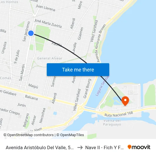 Avenida Aristóbulo Del Valle, 5101 to Nave II - Fich Y Fcm map