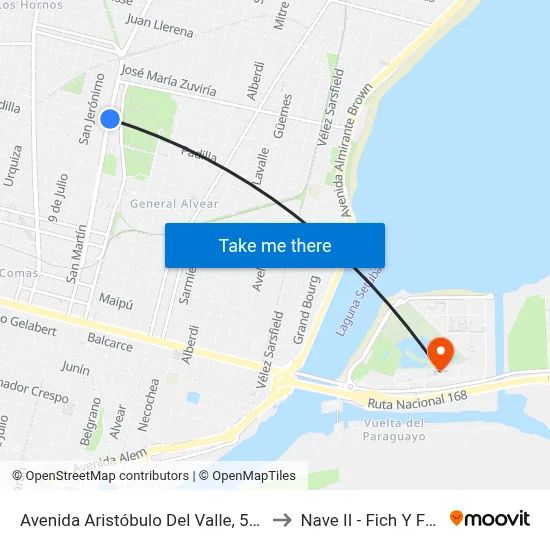 Avenida Aristóbulo Del Valle, 5090 to Nave II - Fich Y Fcm map