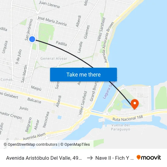 Avenida Aristóbulo Del Valle, 4901-4955 to Nave II - Fich Y Fcm map