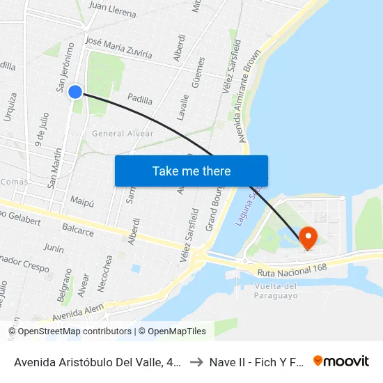 Avenida Aristóbulo Del Valle, 4886 to Nave II - Fich Y Fcm map