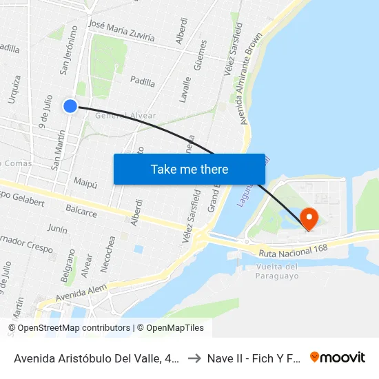 Avenida Aristóbulo Del Valle, 4545 to Nave II - Fich Y Fcm map