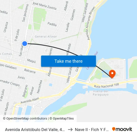 Avenida Aristóbulo Del Valle, 4184 to Nave II - Fich Y Fcm map