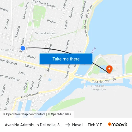 Avenida Aristóbulo Del Valle, 3911 to Nave II - Fich Y Fcm map