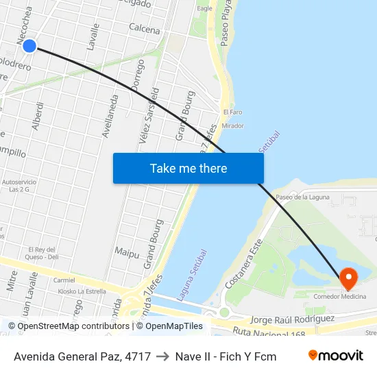 Avenida General Paz, 4717 to Nave II - Fich Y Fcm map