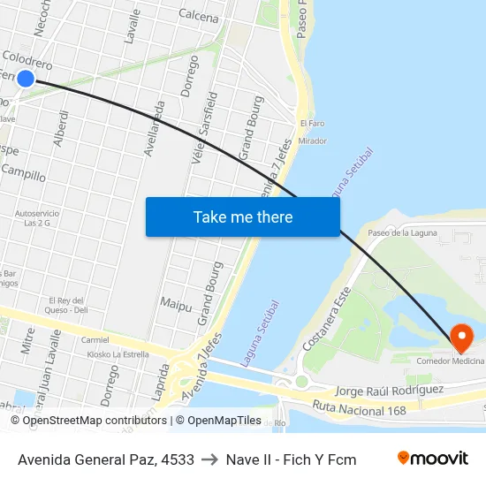 Avenida General Paz, 4533 to Nave II - Fich Y Fcm map