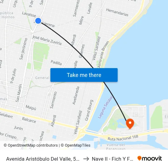 Avenida Aristóbulo Del Valle, 5903 to Nave II - Fich Y Fcm map