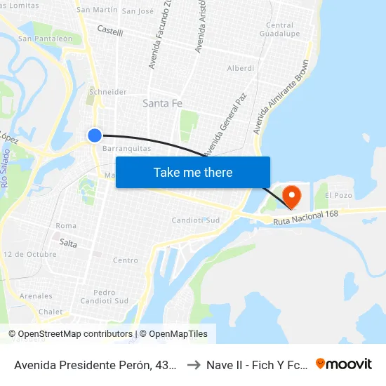 Avenida Presidente Perón, 4340 to Nave II - Fich Y Fcm map