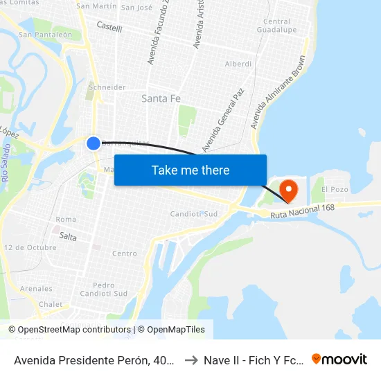 Avenida Presidente Perón, 4092 to Nave II - Fich Y Fcm map