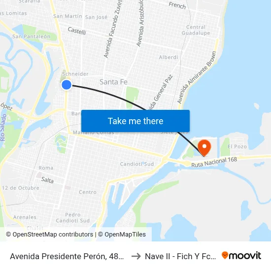 Avenida Presidente Perón, 4850 to Nave II - Fich Y Fcm map