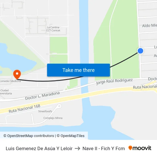 Luis Gemenez De Asúa Y Leloir to Nave II - Fich Y Fcm map