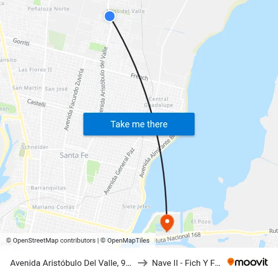 Avenida Aristóbulo Del Valle, 9800 to Nave II - Fich Y Fcm map