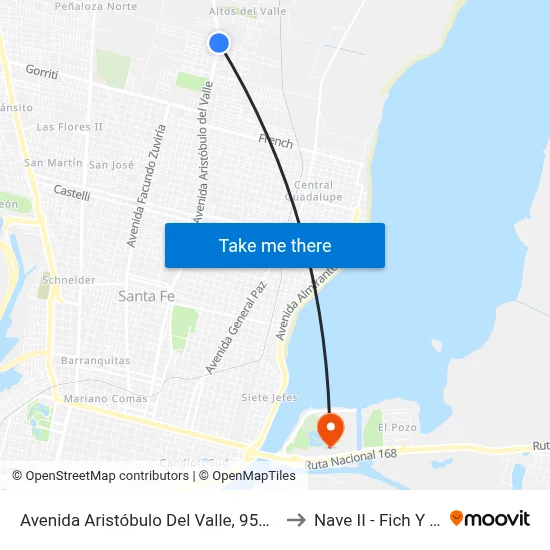Avenida Aristóbulo Del Valle, 9551-9635 to Nave II - Fich Y Fcm map