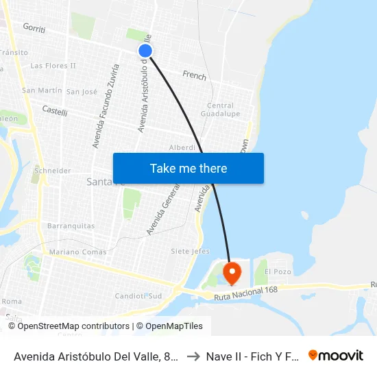 Avenida Aristóbulo Del Valle, 8505 to Nave II - Fich Y Fcm map