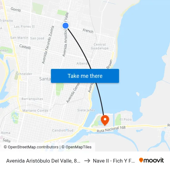 Avenida Aristóbulo Del Valle, 8215 to Nave II - Fich Y Fcm map