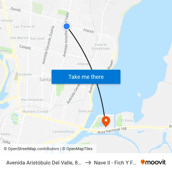 Avenida Aristóbulo Del Valle, 8198 to Nave II - Fich Y Fcm map