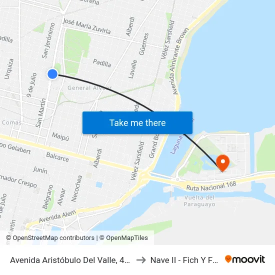Avenida Aristóbulo Del Valle, 4676 to Nave II - Fich Y Fcm map