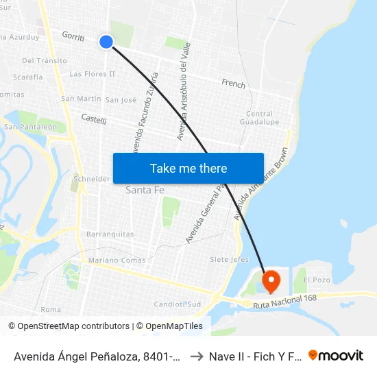 Avenida Ángel Peñaloza, 8401-8429 to Nave II - Fich Y Fcm map
