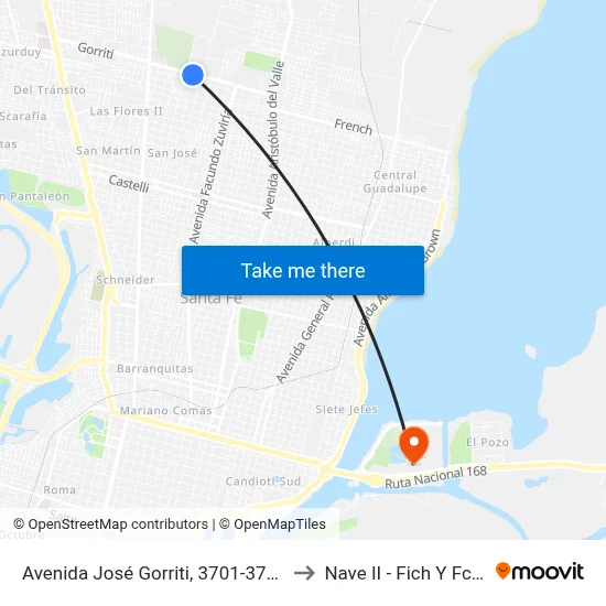 Avenida José Gorriti, 3701-3765 to Nave II - Fich Y Fcm map