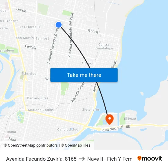 Avenida Facundo Zuviría, 8165 to Nave II - Fich Y Fcm map