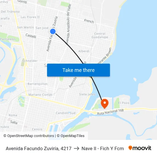 Avenida Facundo Zuviría, 4217 to Nave II - Fich Y Fcm map