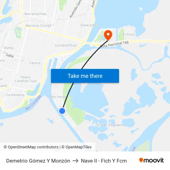 Demetrio Gómez Y Monzón to Nave II - Fich Y Fcm map