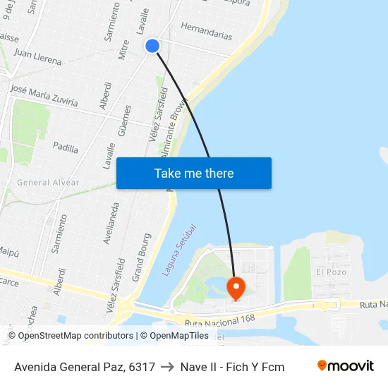 Avenida General Paz, 6317 to Nave II - Fich Y Fcm map