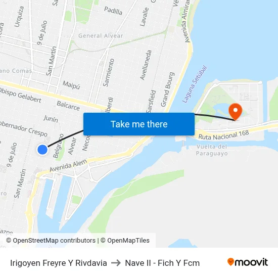 Irigoyen Freyre Y Rivdavia to Nave II - Fich Y Fcm map