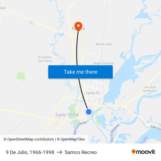 9 De Julio, 1966-1998 to Samco Recreo map