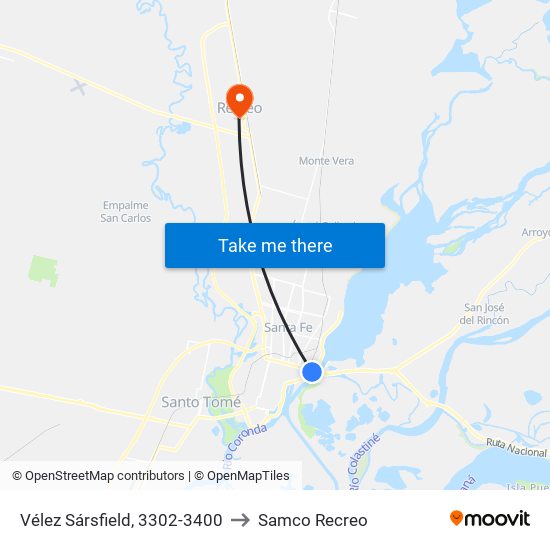 Vélez Sársfield, 3302-3400 to Samco Recreo map