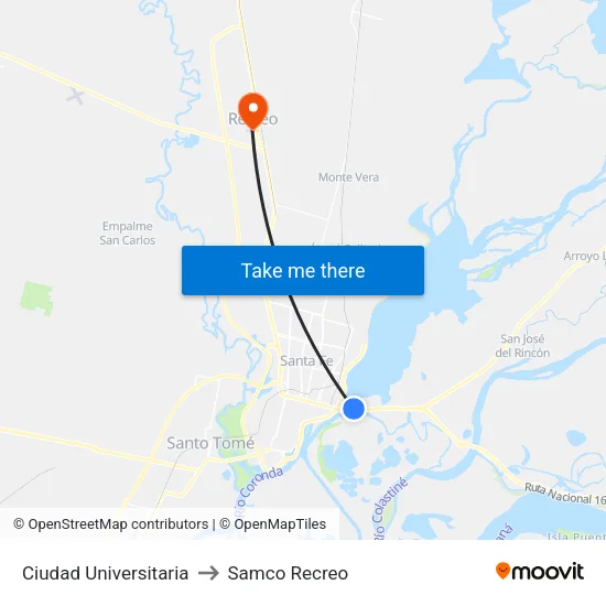 Ciudad Universitaria to Samco Recreo map