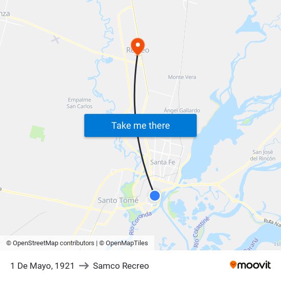 1 De Mayo, 1921 to Samco Recreo map