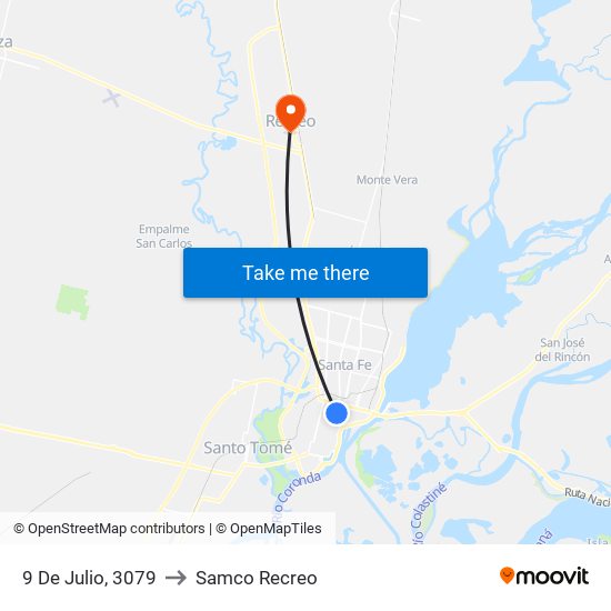 9 De Julio, 3079 to Samco Recreo map