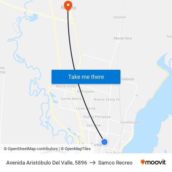 Avenida Aristóbulo Del Valle, 5896 to Samco Recreo map