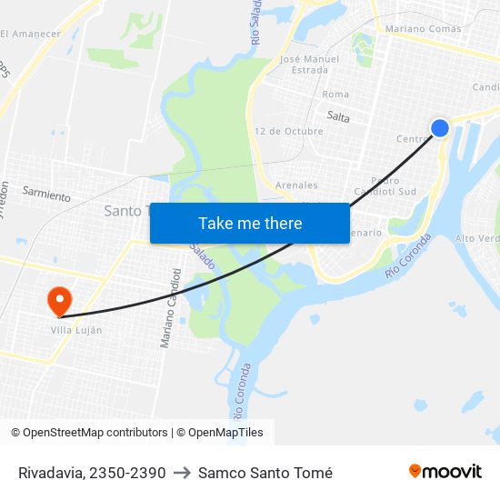 Rivadavia, 2350-2390 to Samco Santo Tomé map