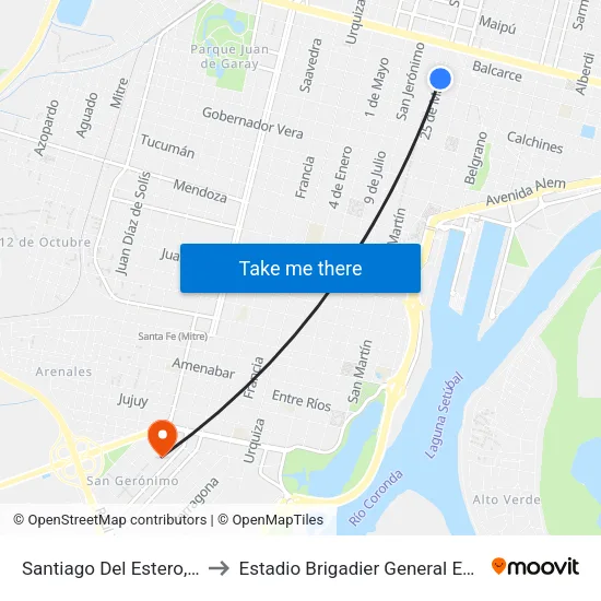Santiago Del Estero, 2501-2599 to Estadio Brigadier General Estanislao López map