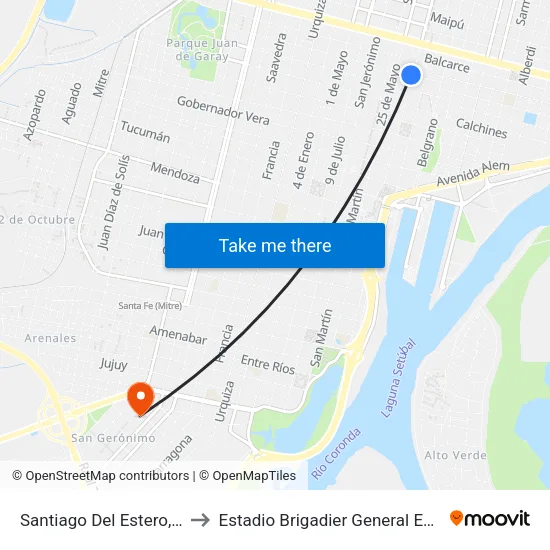 Santiago Del Estero, 2401-2435 to Estadio Brigadier General Estanislao López map