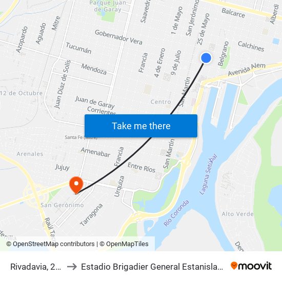 Rivadavia, 2788 to Estadio Brigadier General Estanislao López map