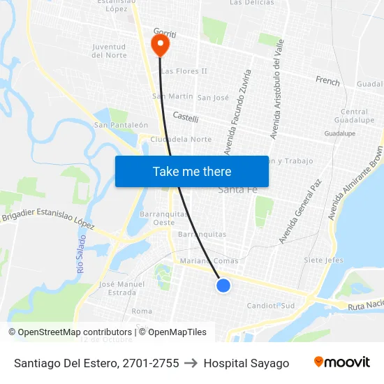 Santiago Del Estero, 2701-2755 to Hospital Sayago map