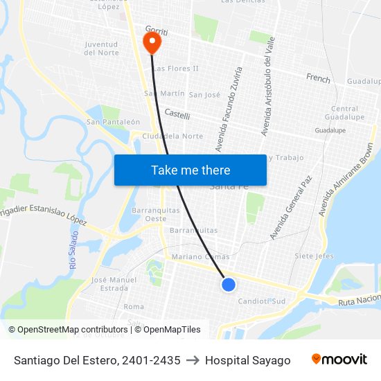 Santiago Del Estero, 2401-2435 to Hospital Sayago map