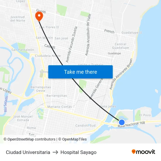 Ciudad Universitaria to Hospital Sayago map