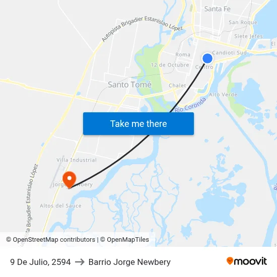 9 De Julio, 2594 to Barrio Jorge Newbery map