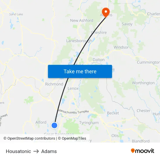 Housatonic to Adams map