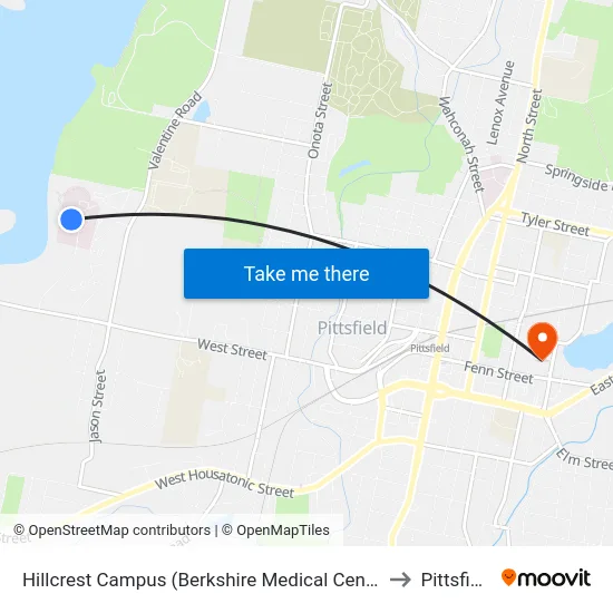 Hillcrest Campus (Berkshire Medical Center) to Pittsfield map