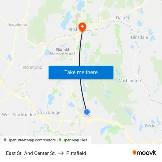 East St. And Center St. to Pittsfield map