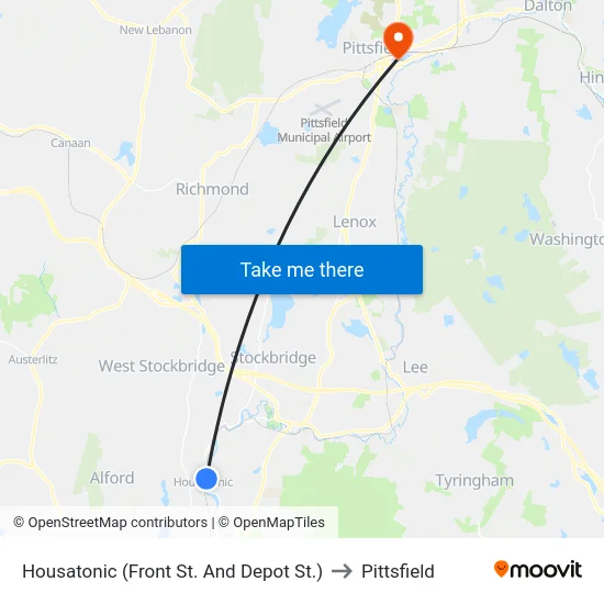 Housatonic (Front St. And Depot St.) to Pittsfield map