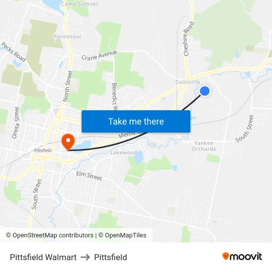 Pittsfield Walmart to Pittsfield map