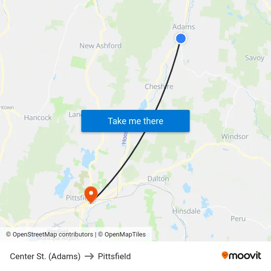 Center St. (Adams) to Pittsfield map