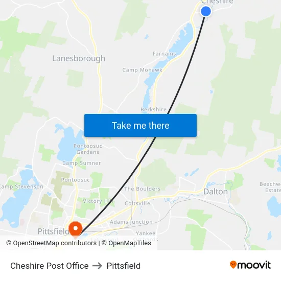 Cheshire Post Office to Pittsfield map